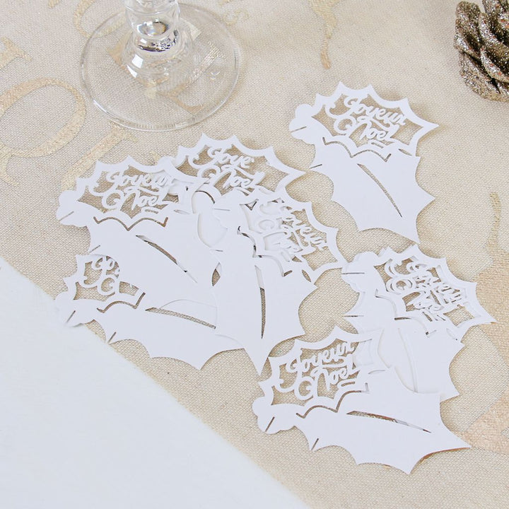 Set of 10 Joyeux Noel Wine Glass Decorations