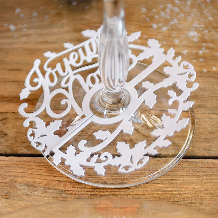Set of 3 Festive Wine Glass Decorations