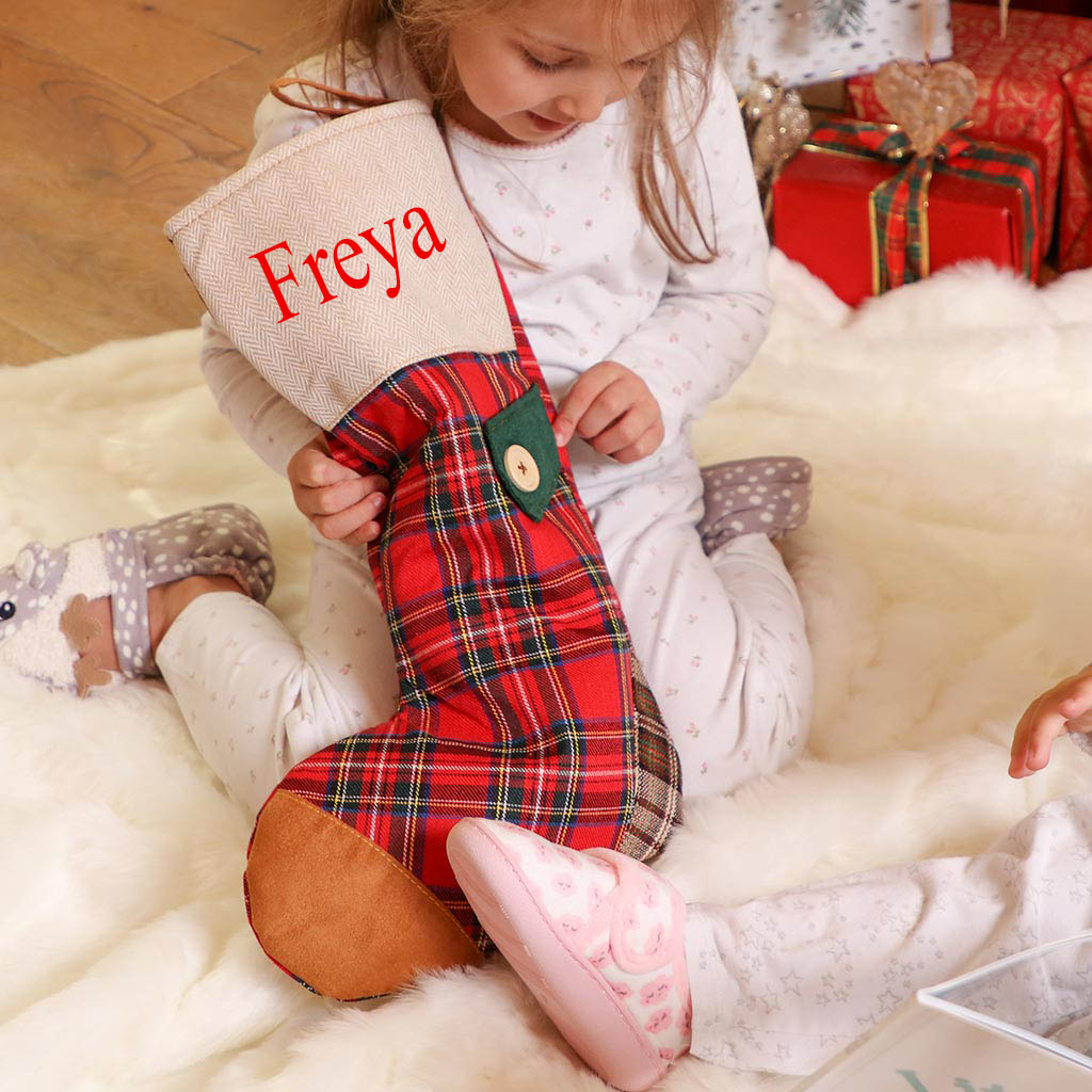 Red Tartan Personalised Christmas Stockings