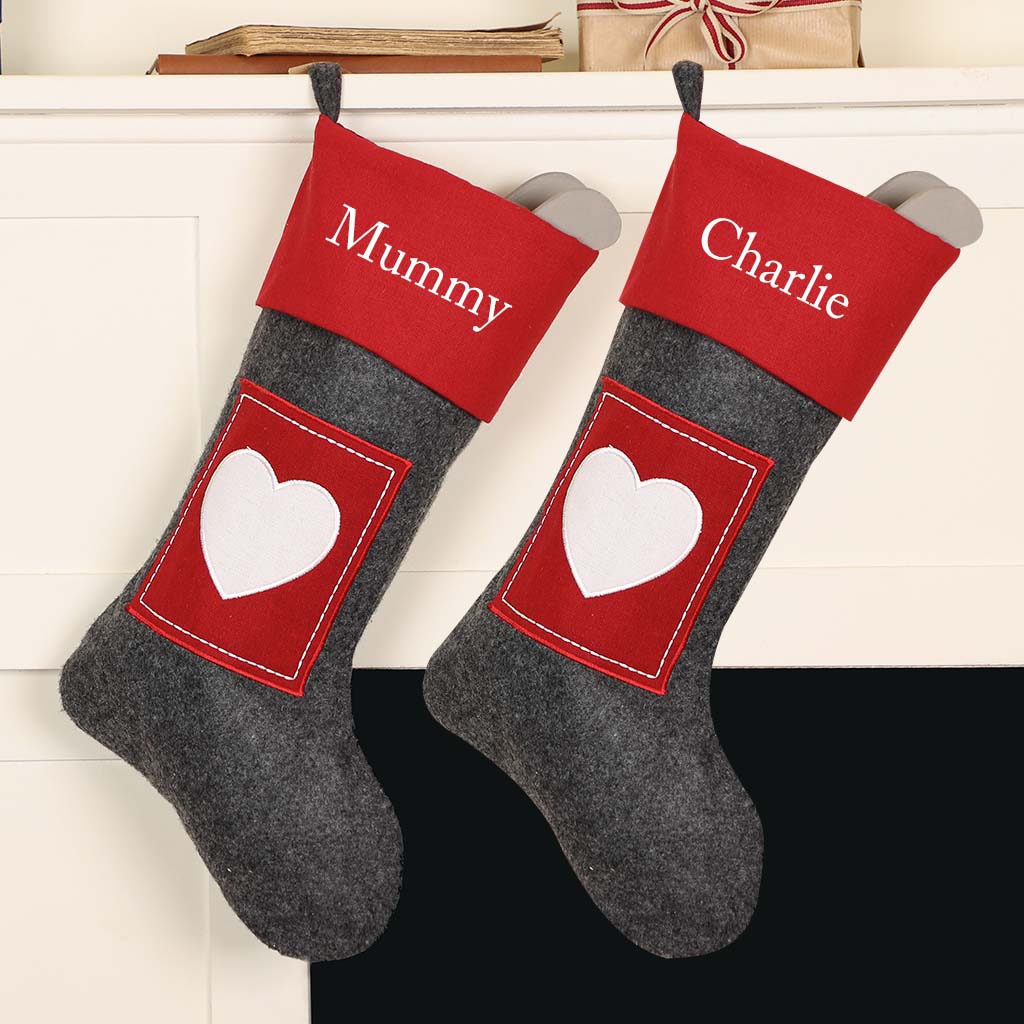 Personalised Nordic Style Love Heart Christmas Stocking