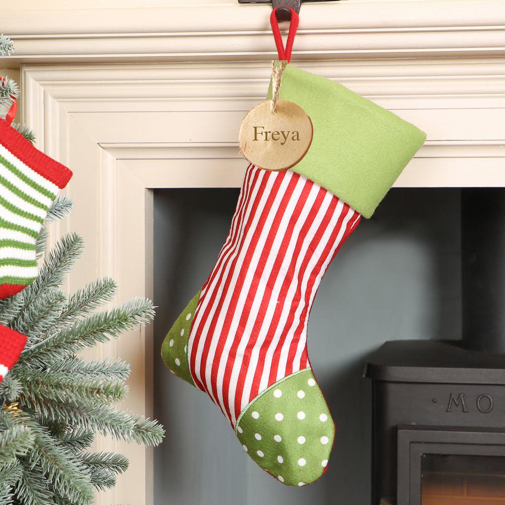 Personalised Red Candy Stripes Christmas Stocking