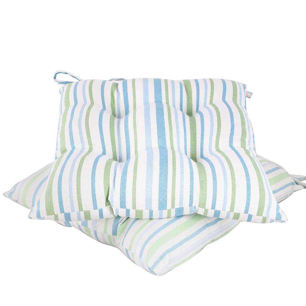 Set of 2 Tenby Stripe Seat Pads with Ties