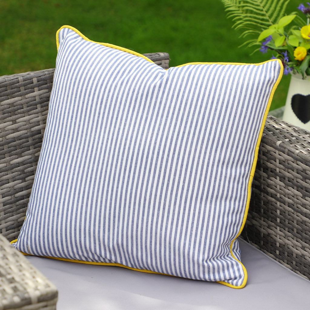 blue stripe outdoor garden cushion
