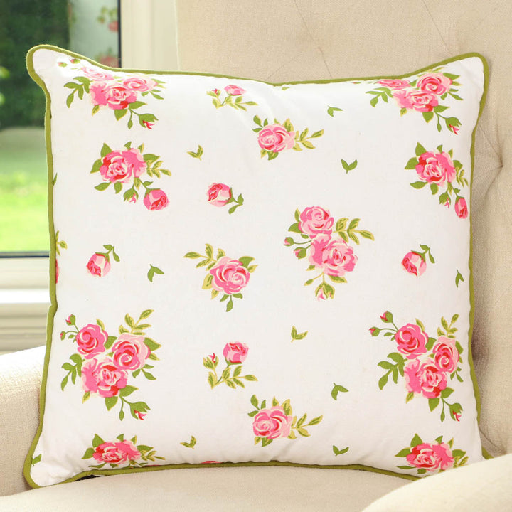 large pink floral cushion