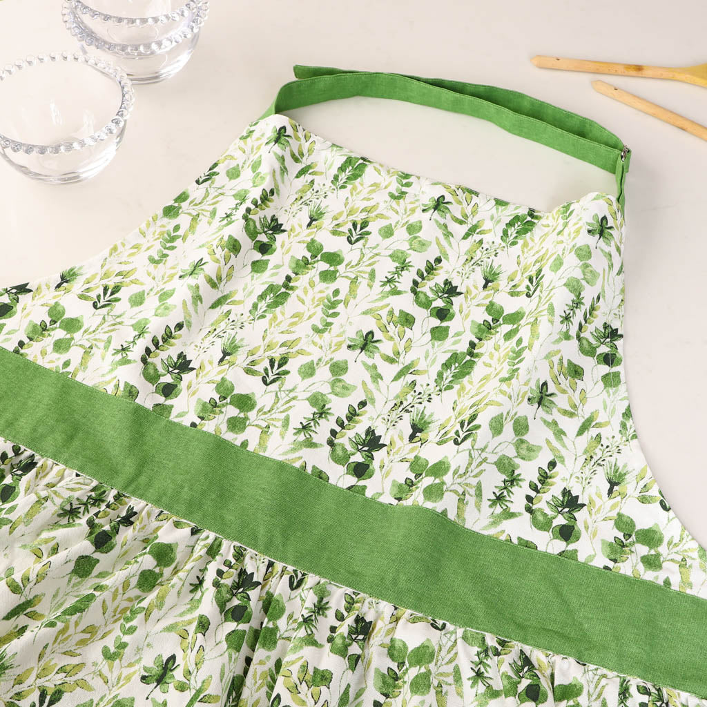 green cooking apron