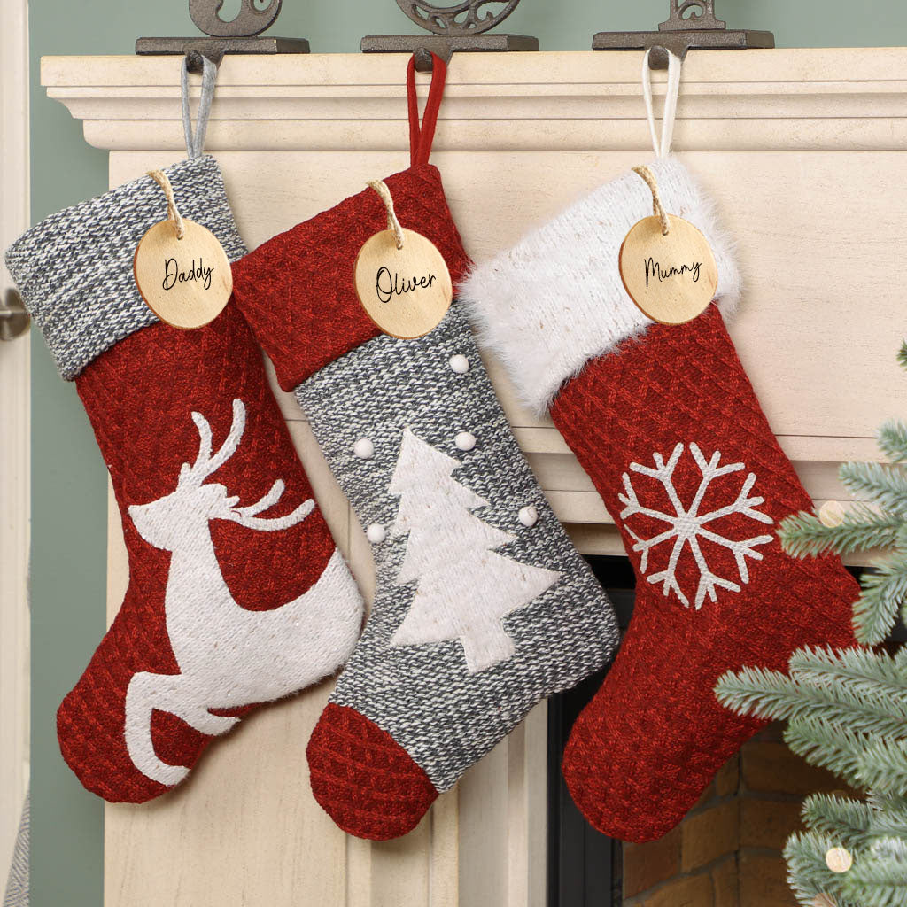 Personalised Snowflake Chunky Knitted Christmas Stocking