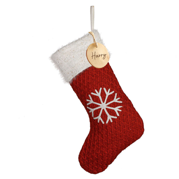 Personalised Snowflake Chunky Knitted Christmas Stocking