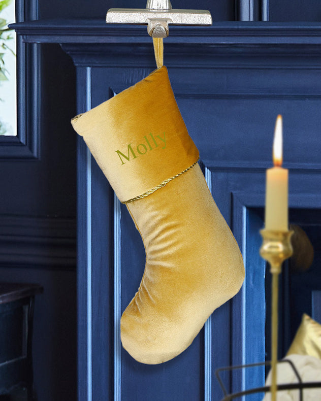 Personalised Knightsbridge Gold Velvet Christmas Stocking