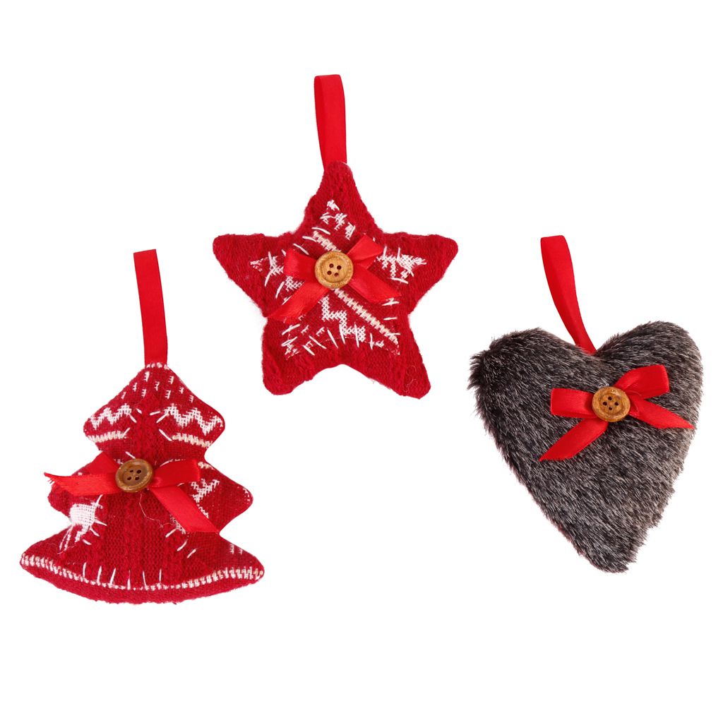 Set of 3 Traditional Nordic Christmas Decorations