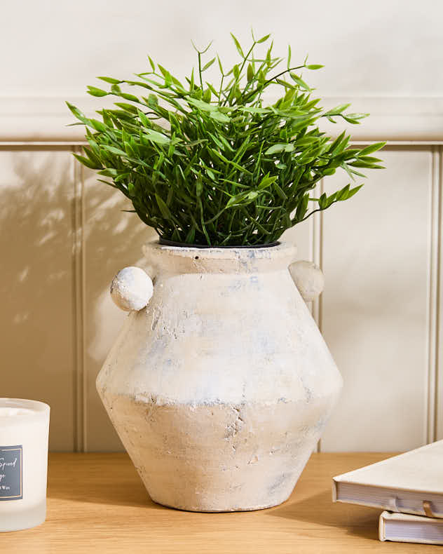 Vintage Style Stone Ball Handle Vase