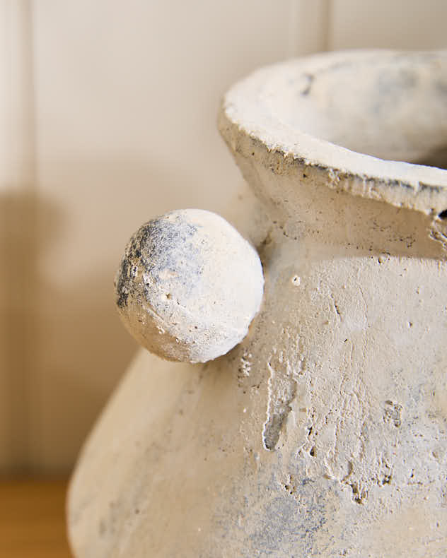 Vintage Style Stone Ball Handle Vase