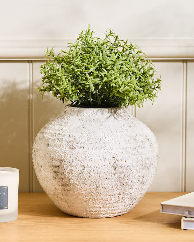 Textured White Stone Vase