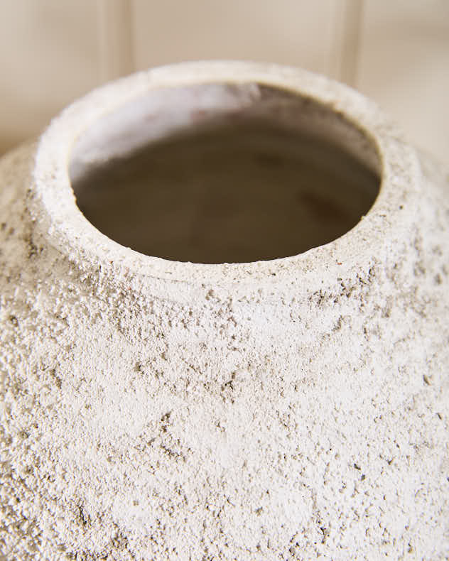 Textured White Stone Vase