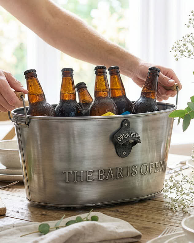 The Bar is Open Beer Bottle Bucket
