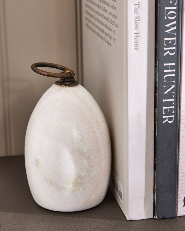 Bookends - Pair of White Marble Bookends