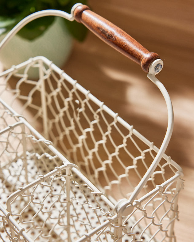 Country Cream Chicken Wire Cutlery Caddy