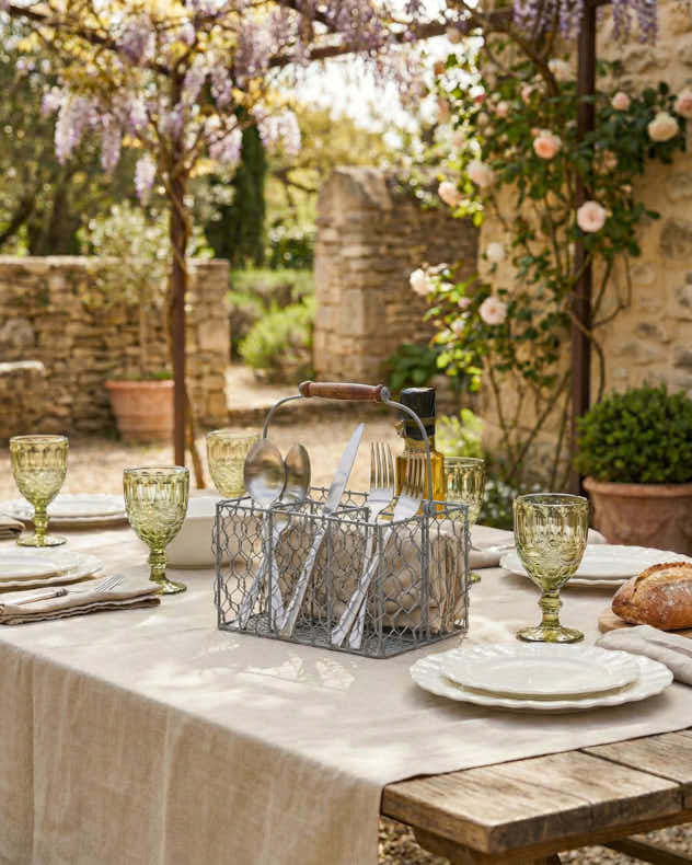Cutlery Holders - Grey Chicken Wire Cutlery Caddy