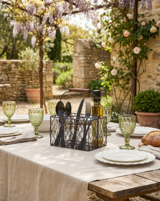 Cutlery Holders - Brown Chicken Wire Cutlery Caddy