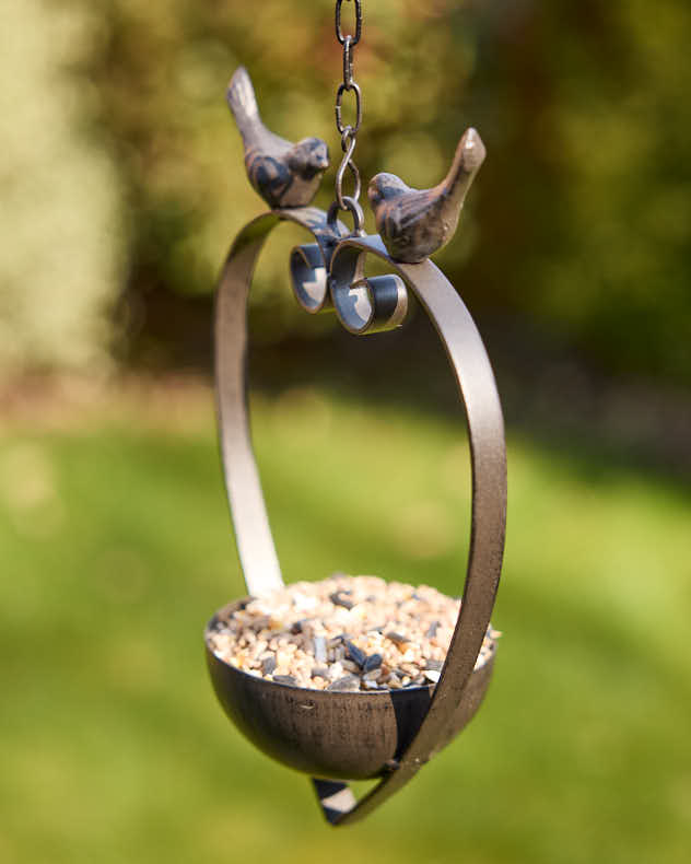 Brown Hanging Heart Bird Feeder