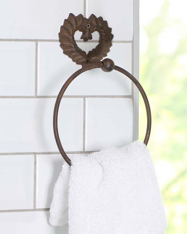 Isabelle Antique Brown Heart Shaped Towel Ring
