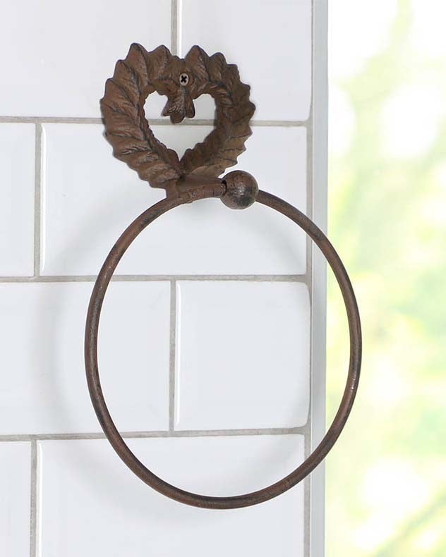 Isabelle Antique Brown Heart Shaped Towel Ring