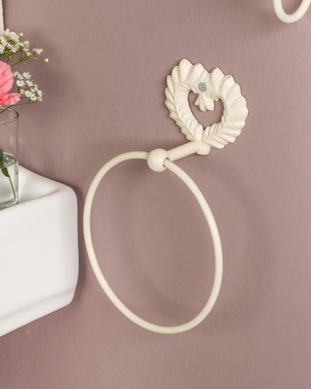 Isabelle Ivory Heart Shabby Chic Towel Ring