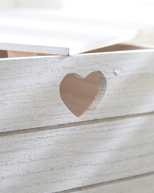 Large French Grey Heart Storage Crate with Lid