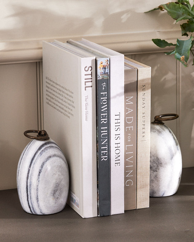 Marble Bookends - Pair of Grey Marble Bookends