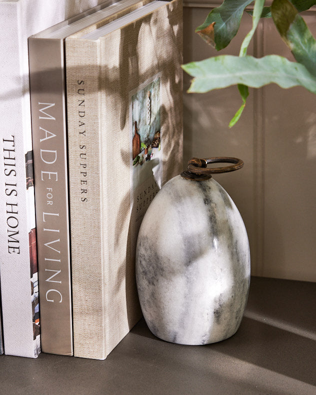 Bookends - Pair of Grey Marble Bookends