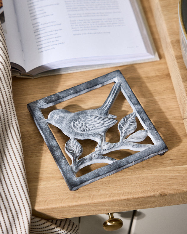 Grey Recycled Iron & Rubber Trivets - French Grey Bird Trivet