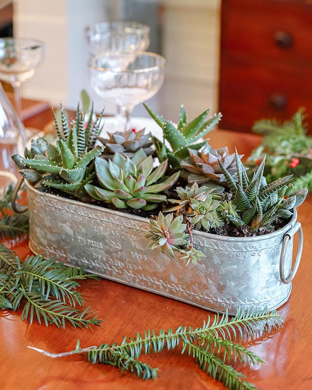 Set of 3 Vintage Zinc Table Centrepieces