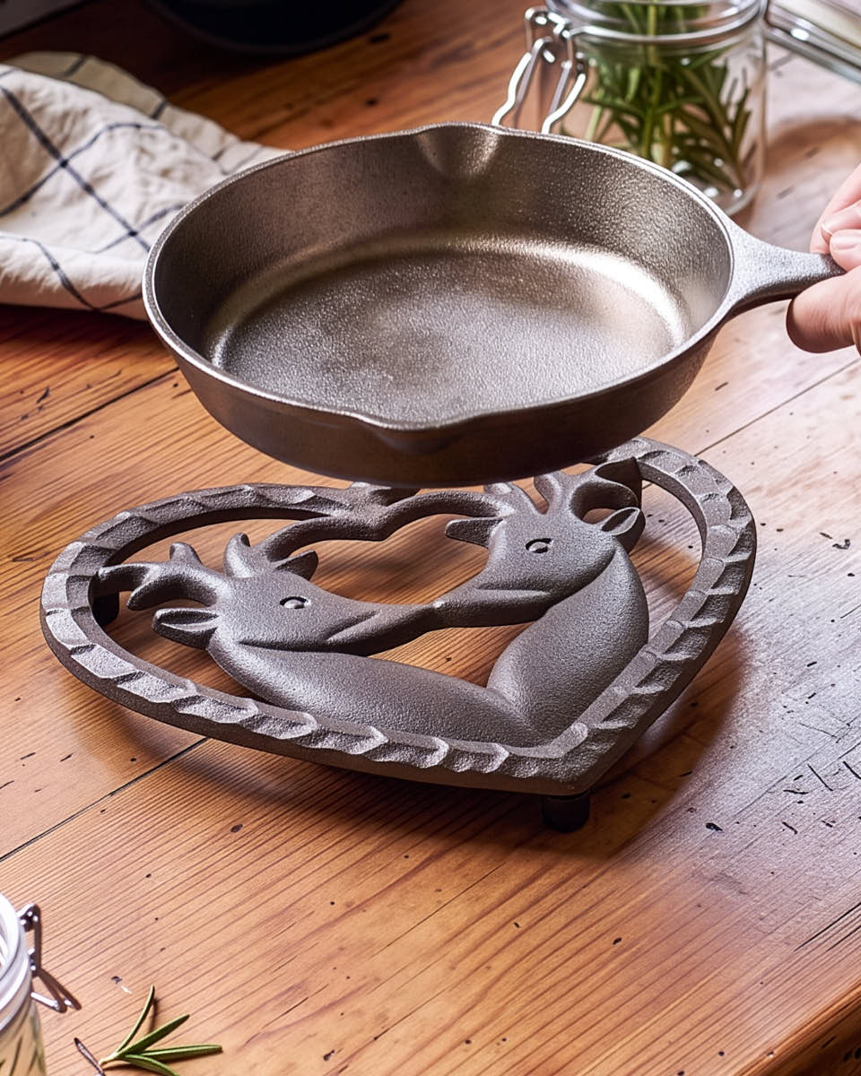 Heart Shaped Kissing Deer Trivet