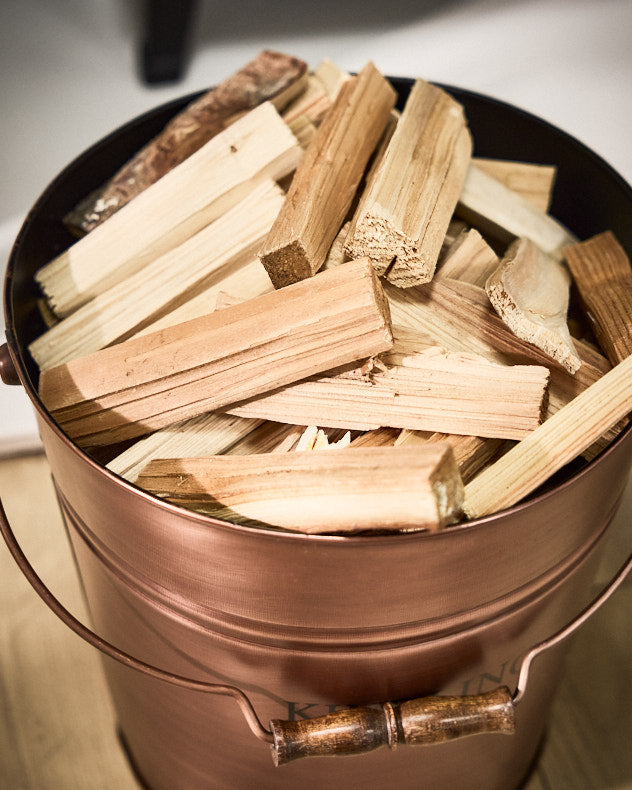 Large Copper Kindling Bucket top view