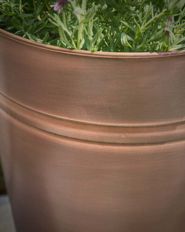 Antique Copper Bucket Planter