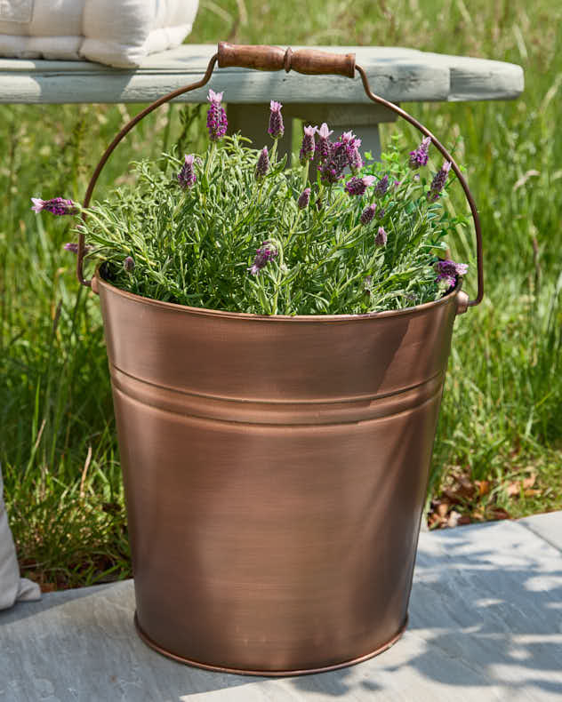 Antique Copper Bucket Planter