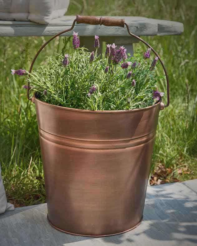 Antique Copper Bucket Planter