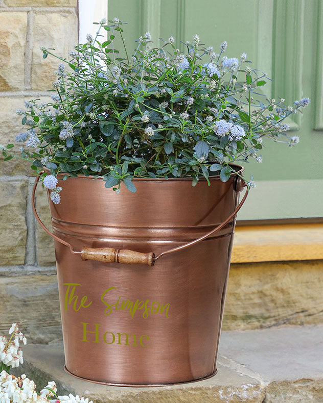 Personalised Copper Bucket Planter Anniversary Gift