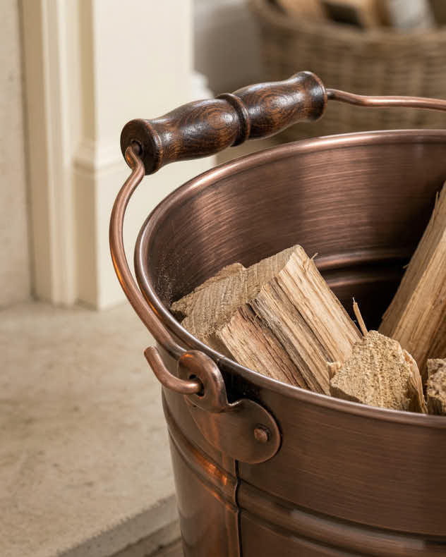 Log & Coal Storage - Brushed Copper Kindling Bucket