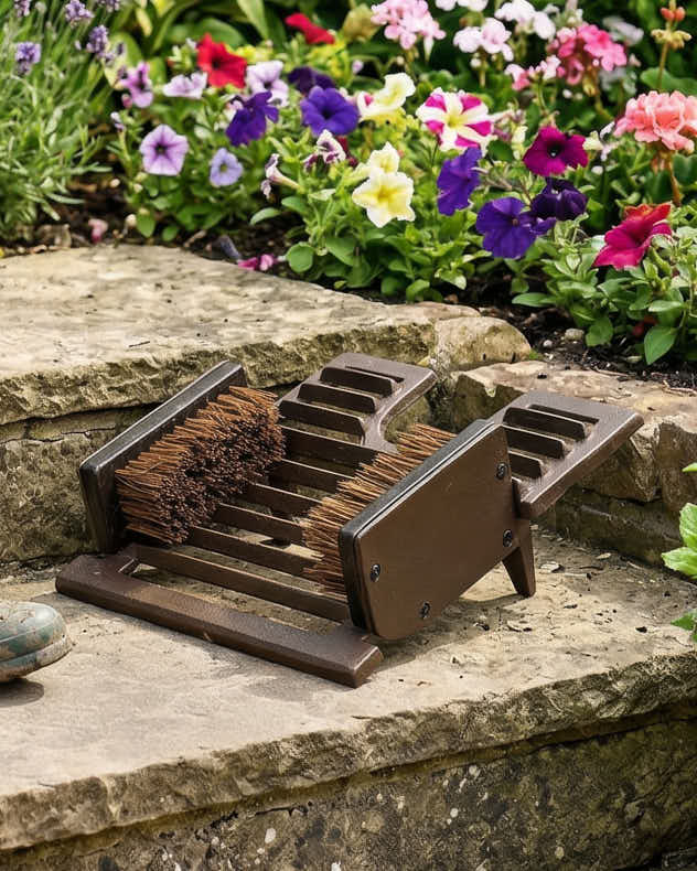 Brown Recycled Iron Boot Brush & Scrappers - Boot Brush & Shoe Scraper