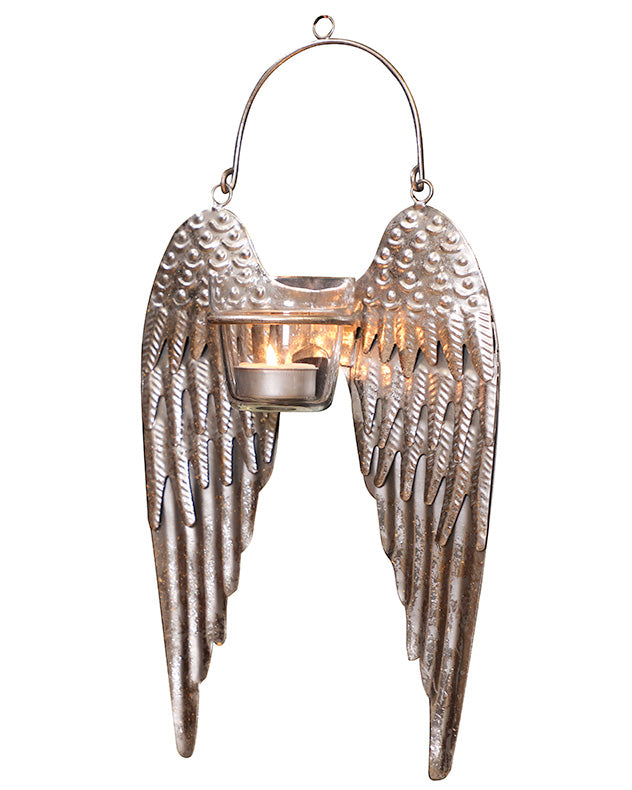 Silver Angel Wings Tealight Holder