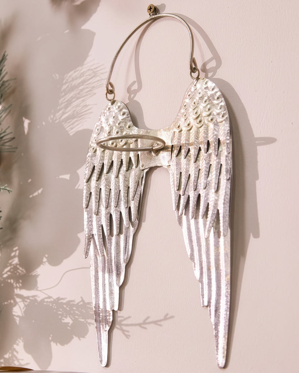 Silver Angel Wings Tealight Holder