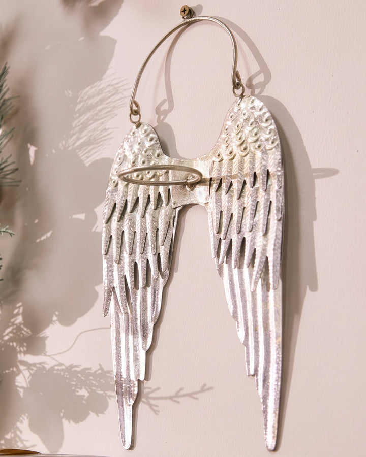 Silver Angel Wings Tealight Holder