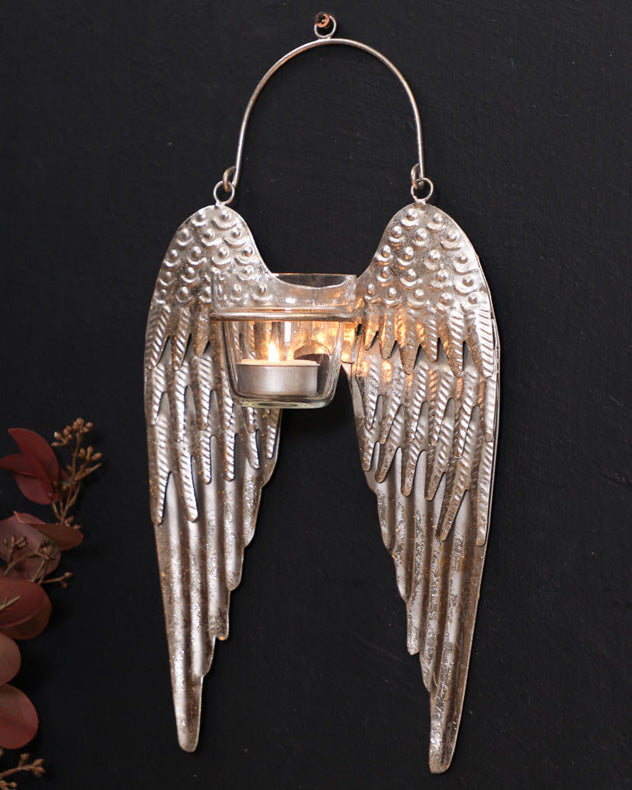 Silver Angel Wings Tealight Holder