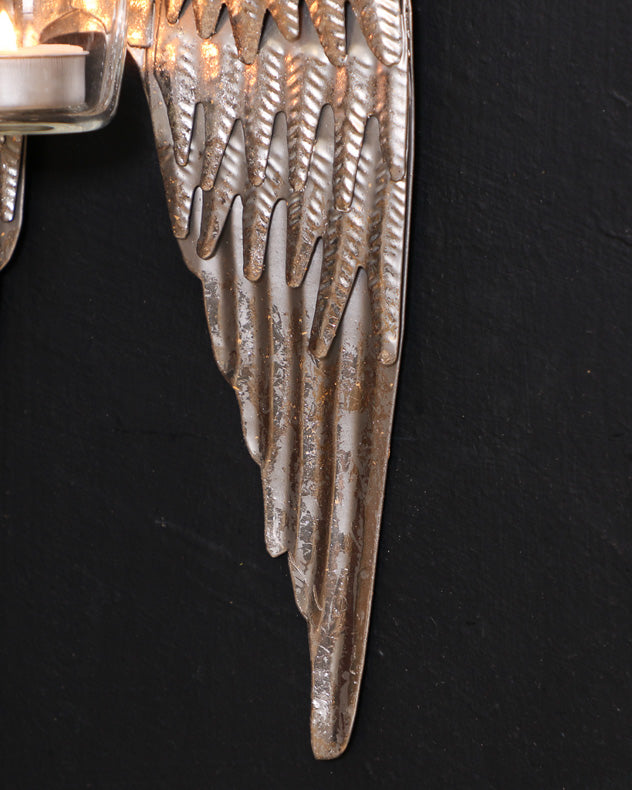 Silver Angel Wings Tealight Holder