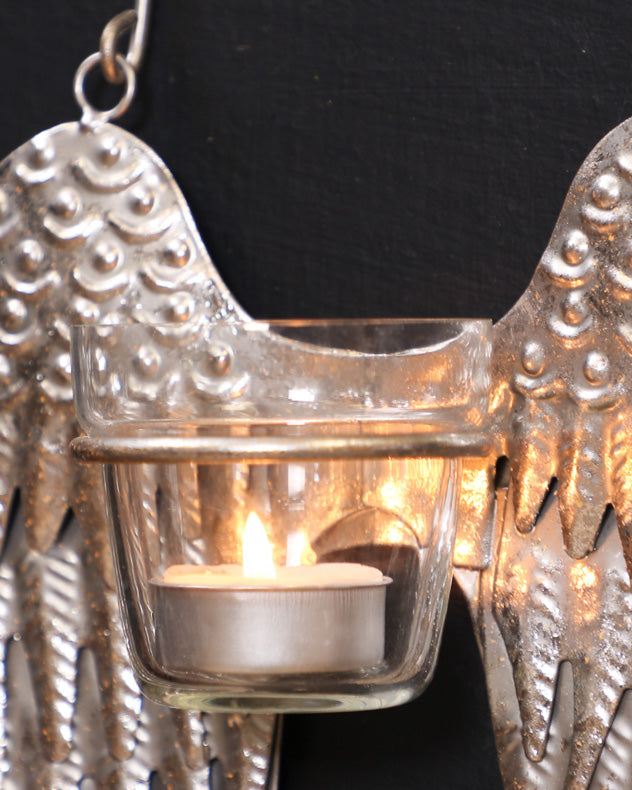 Silver Angel Wings Tealight Holder