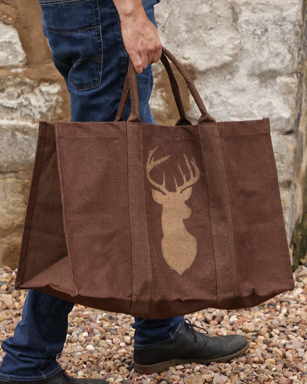 Dark Brown Stag Jute Log Bag