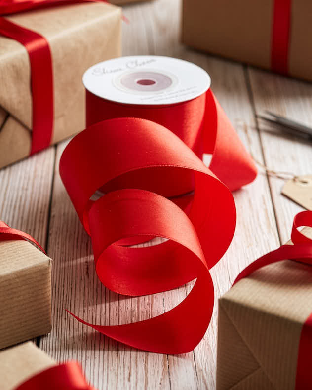 Red Satin Luxury Gift Wrap Ribbon
