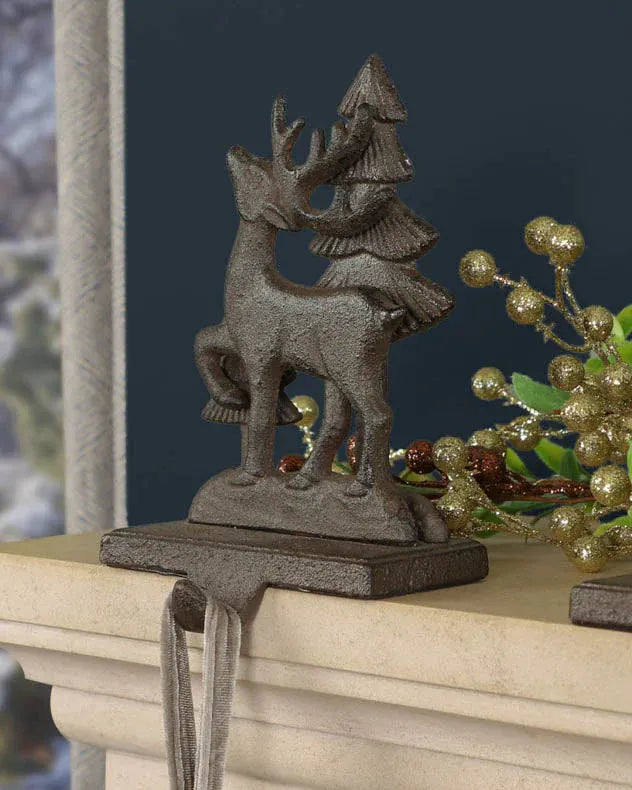 Iron Reindeer Christmas Stocking Holder 