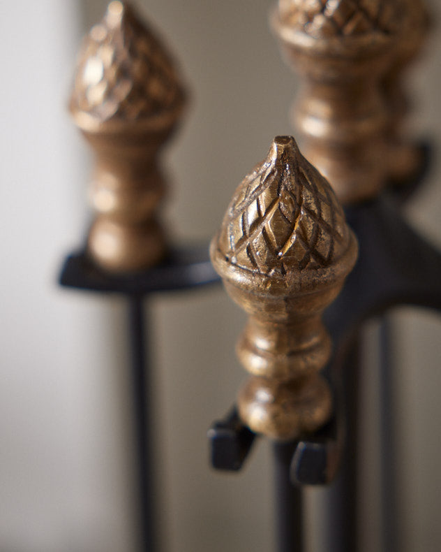 Antique Pinecone, Acorn Finials - Set of 2 - Brass Ornament