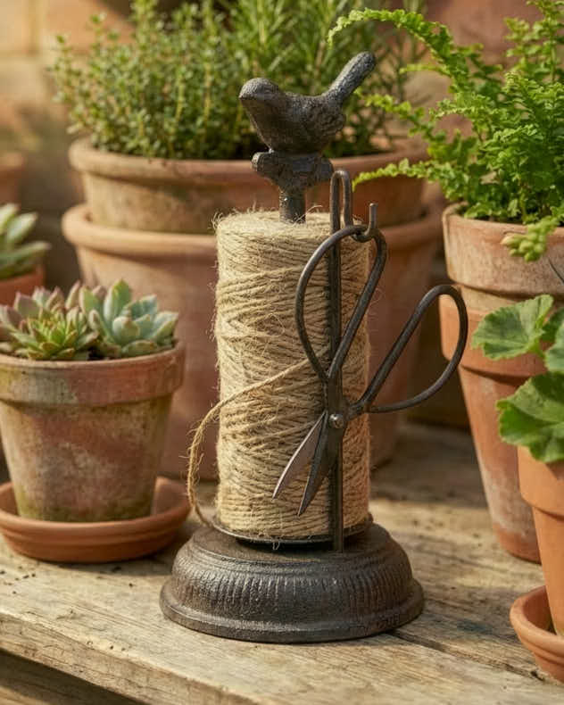Brown Recycled Iron String Dispenser - Cast Iron Bird String Dispenser
